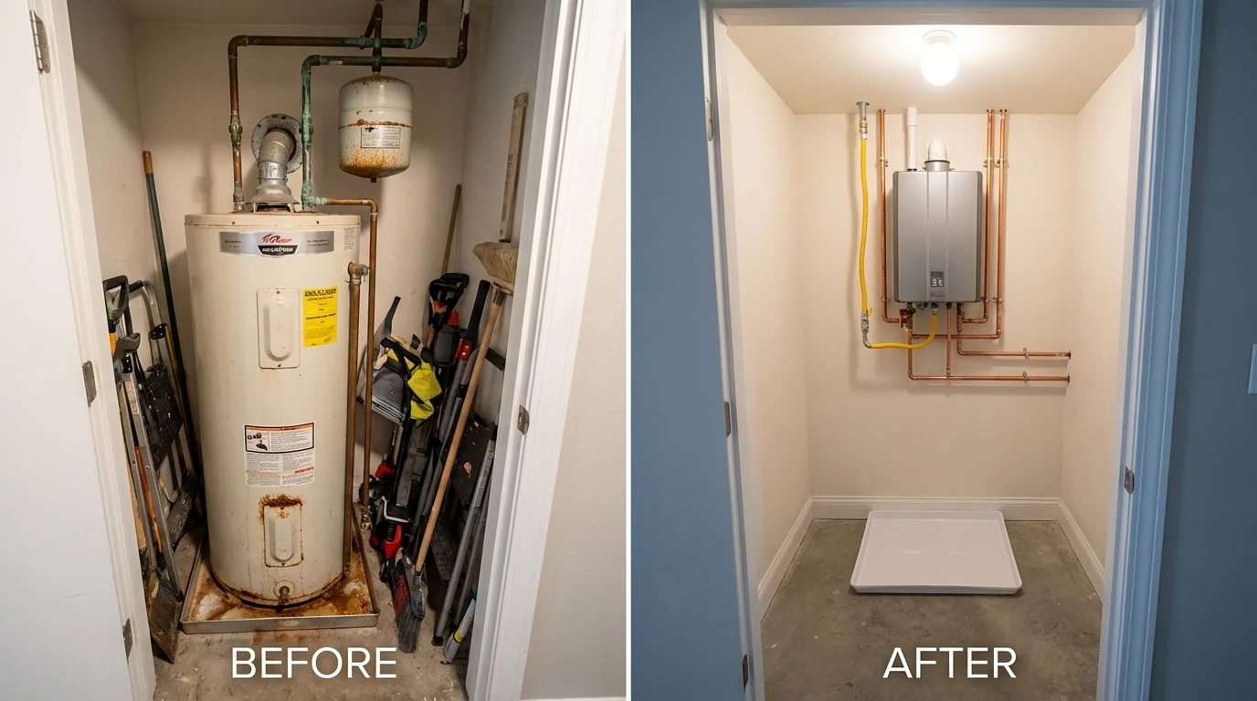Tank water heater versus wall-mounted tankless unit comparison for Savannah, GA homeowners