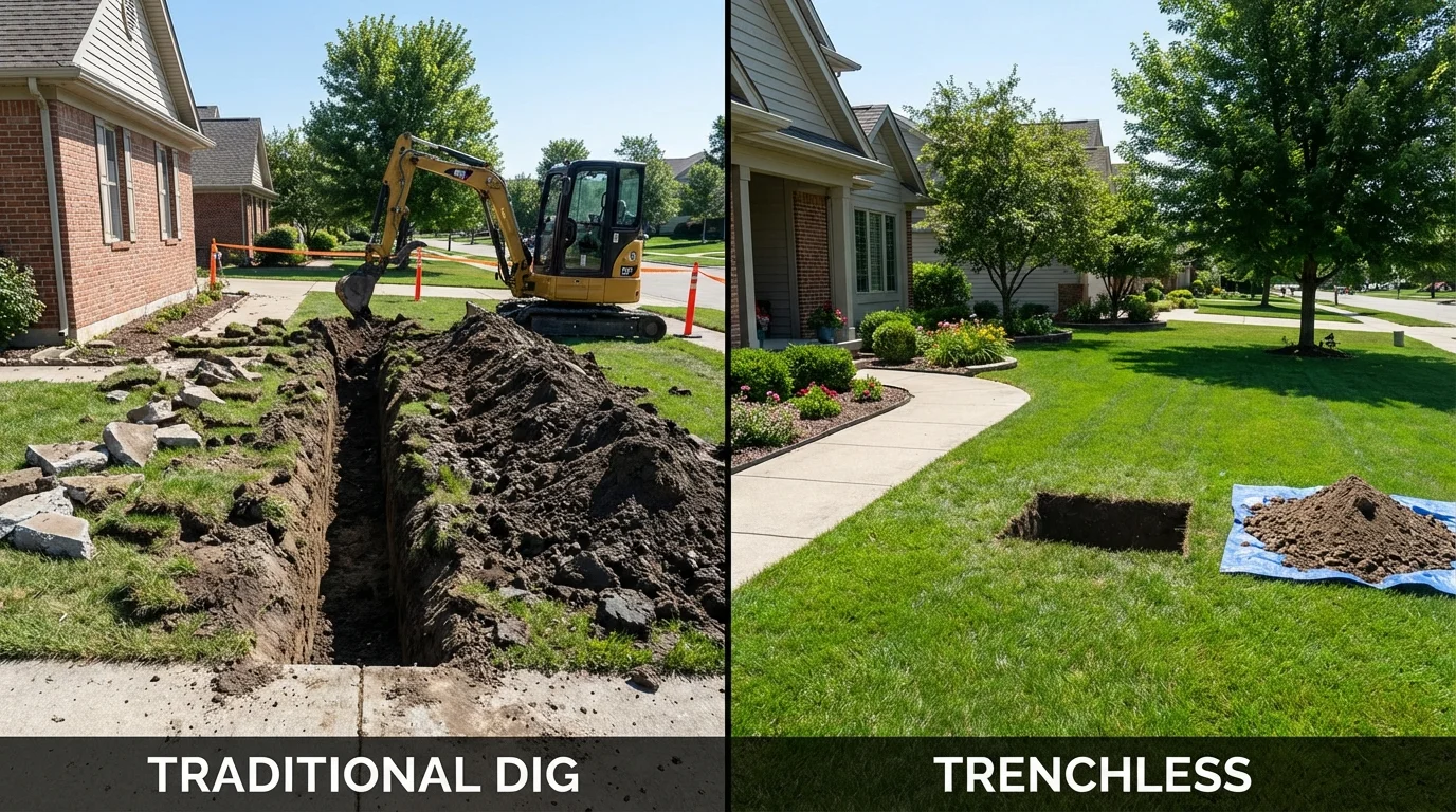 Trenchless sewer repair with minimal yard damage versus traditional excavation in Savannah, GA